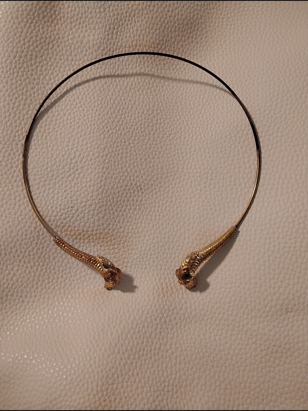Rare JJ Gold Toned Double Ram-Head Torque Necklace - Elegant Women’s Collar
